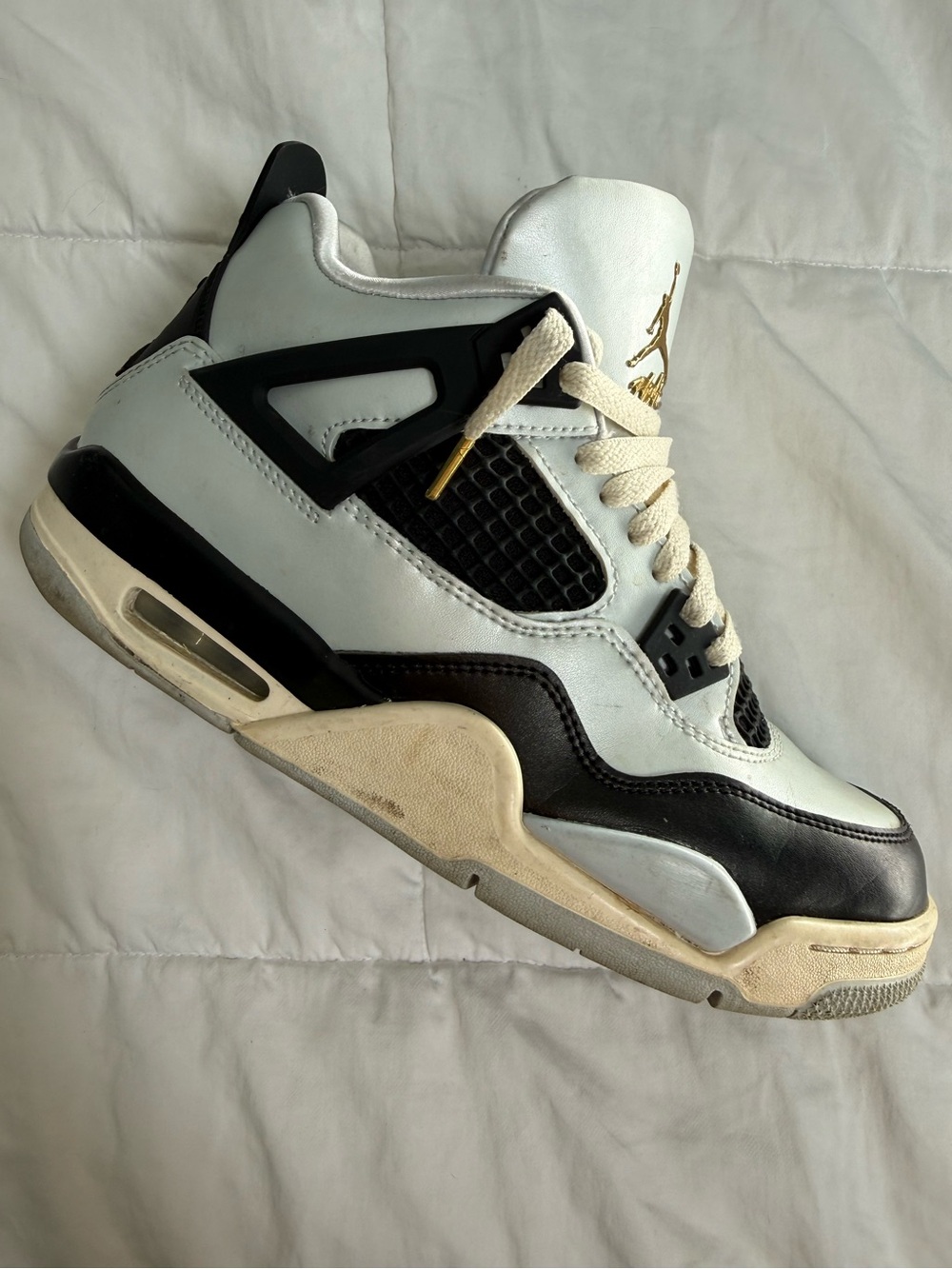Nike Air Jordan 4 Retro Platinum Gold 6.5Y Women’s Size 8 Equivalent Sneaker - Picture 7 of 12